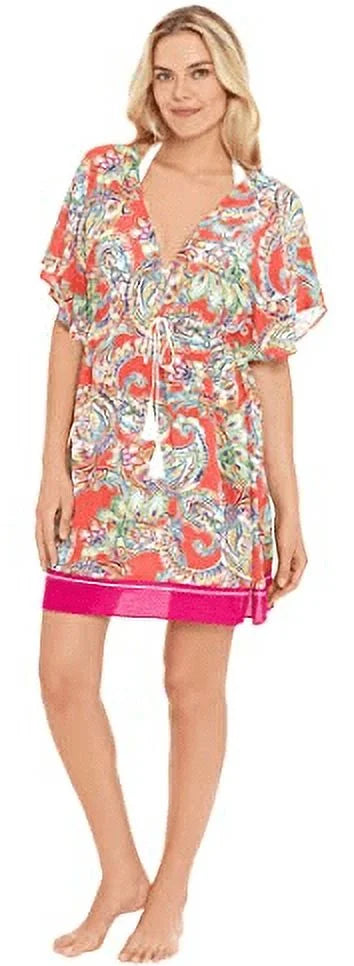 Ralph Lauren MULTI Paisley Flutter Sleeve Swim shield-up Dress, US X-Large