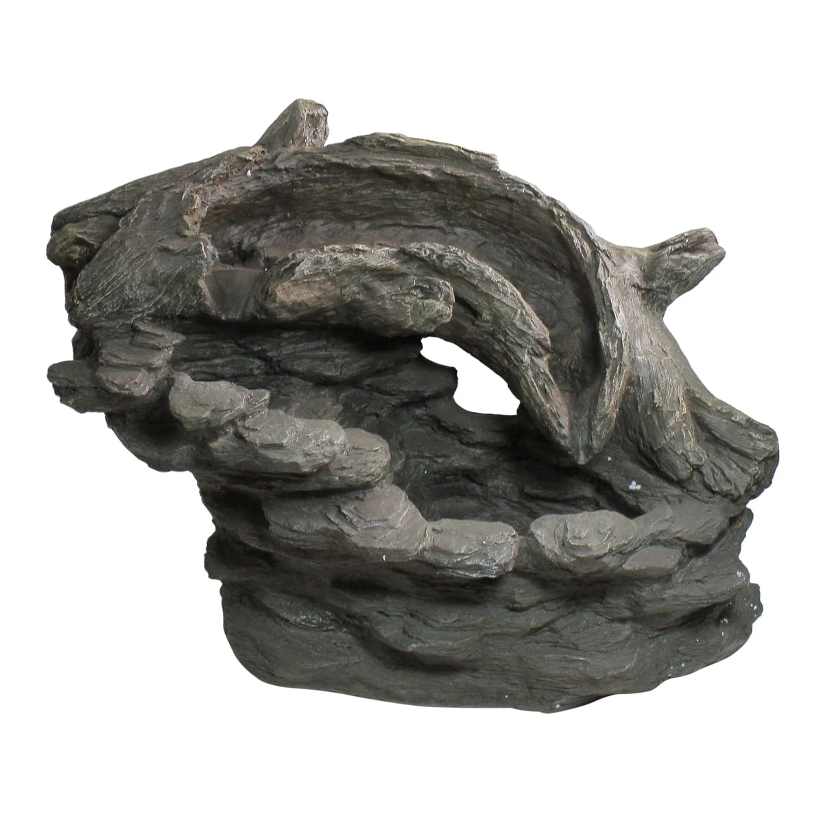 Northlight 27" Faux Wood and Rock Outdoor Garden aqua Fountain