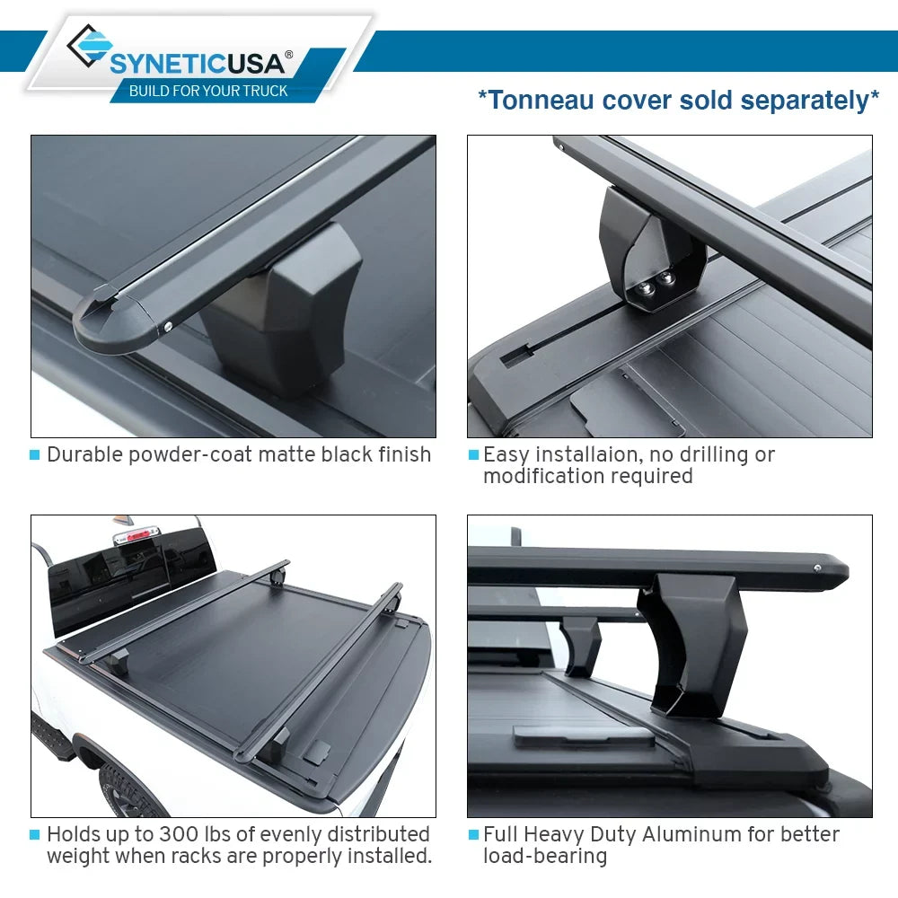 Syneticusa HD Adjustable Crossbar Truck Bed Towers Heavy Duty Cargo Rack appropriate with F150 Ram Silverado Tundra Titan
