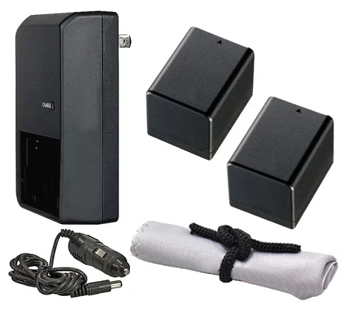 VIXIA HF R800 High Capacity Intelligent Batteries (2 Units) + AC/DC Travel Charger + Microfiber Cleaning Cloth.