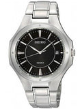 Seiko Men's SGEF61 Textured Black Dial Stainless Steel Bracelet Watch