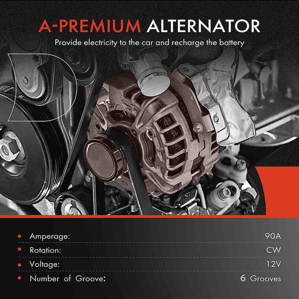 A-Premium Alternator suitable with Isuzu Trooper 2000-2002 & Acura SLX 1999, V6 3.5L, 90Amp 12Volt CW 6-Groove Clutch Pulley