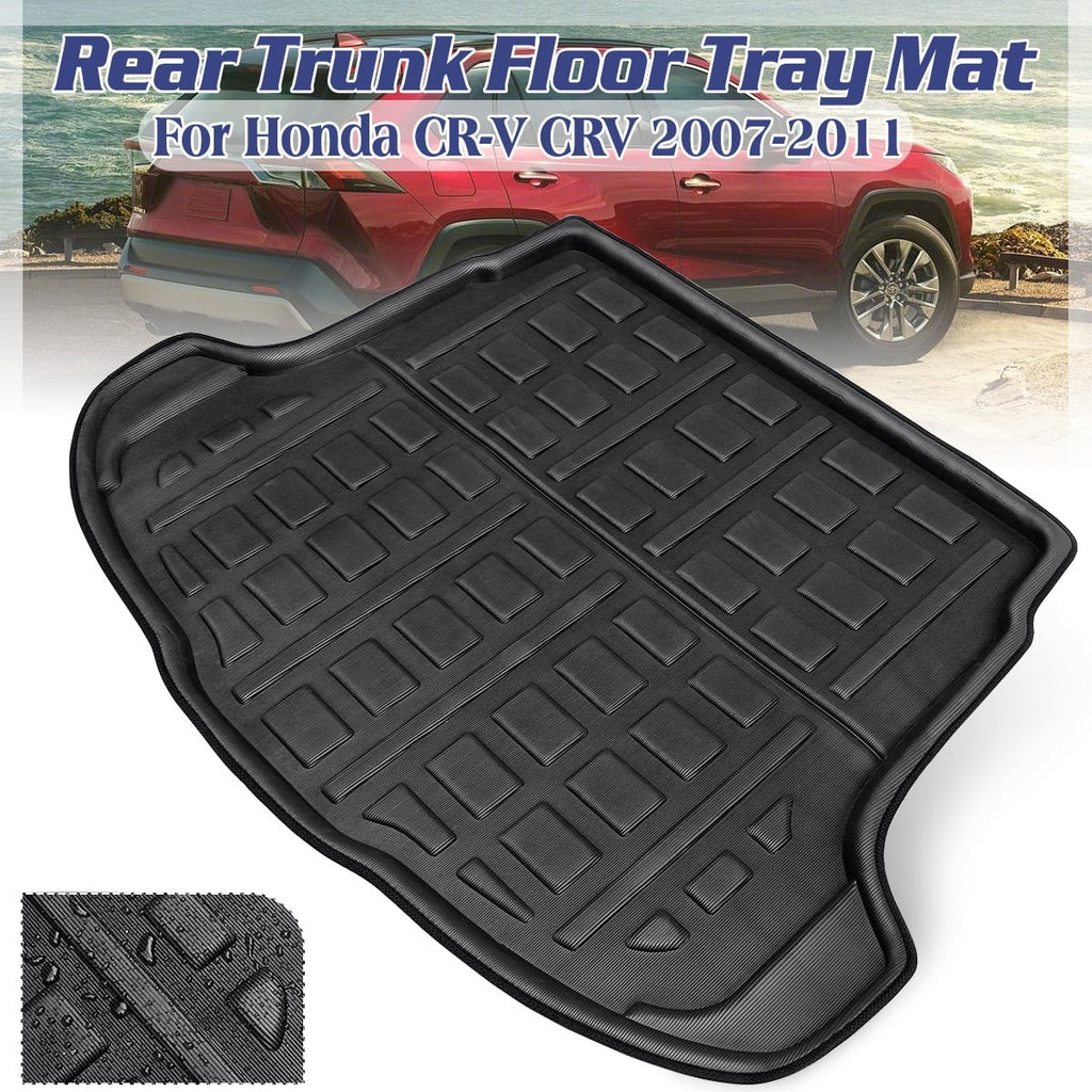 1pcs Cargo Liner Mat for Honda CR-V CRV 2007-2011 Boot Rear Trunk Floor Tray Waterproof All atmospheric conditions, Black