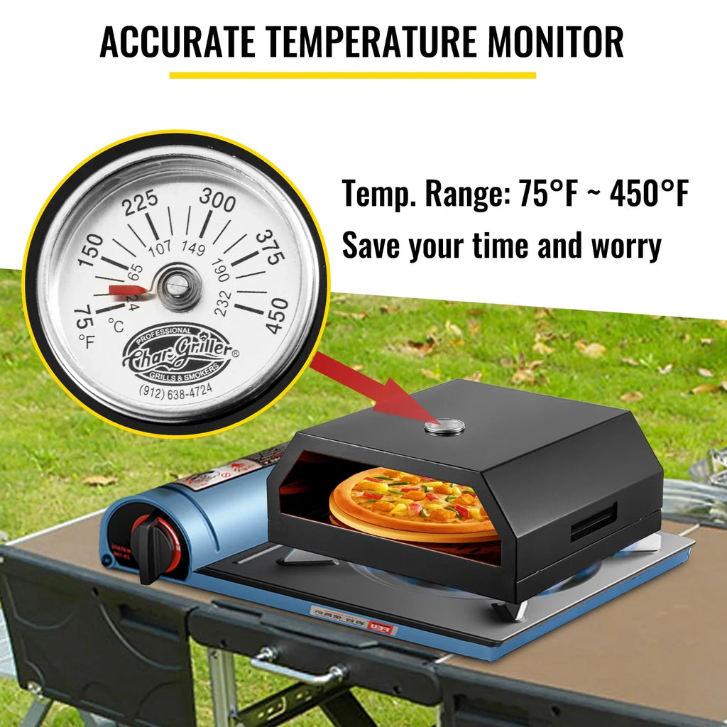 SKYSHALO Outdoor Pizza Oven, Stainless Steel Camp Pizza Oven, Pizza Oven Kit with Set of Professional Pizza Baking Tools Including 12" Cordierite Pizza Stone, Pizza Shovel, Pizza Cutter, Thermometer