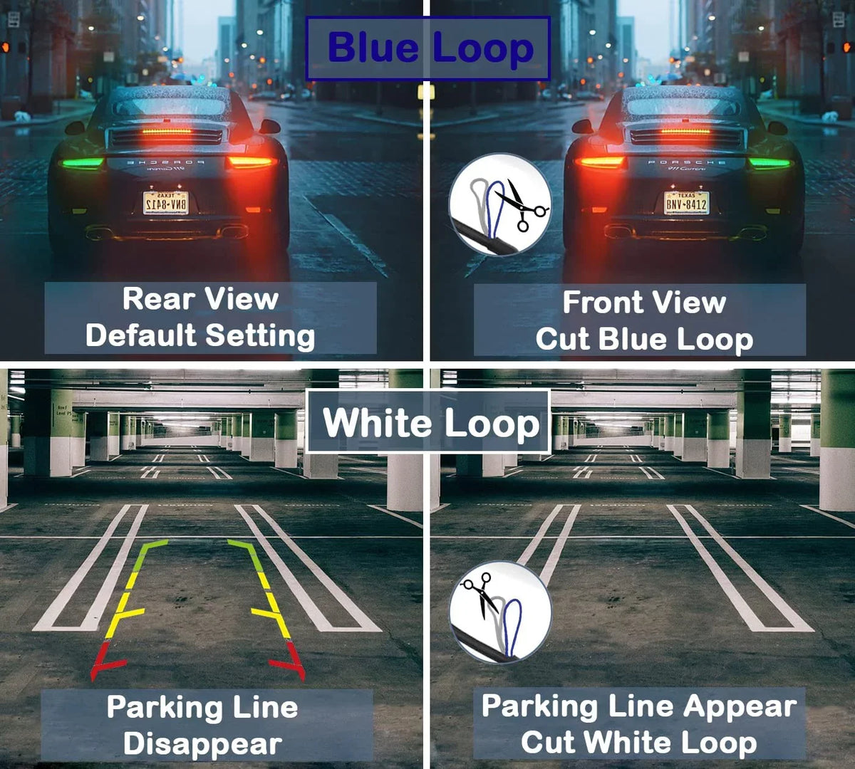 CAM123 Backup Camera Frame License Plate HD Night Vision Rear View 170° Angle Waterproof suitable with Jensen Car Radio CAR110W CAR710 CAR710X CAR8000 CAR910W CAR910X CDR7011 CM901MIR CMR2720