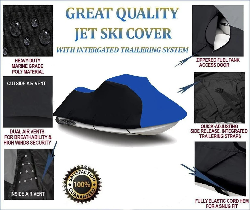 BLACK / BLUE HEAVY-DUTY, TOP OF THE LINE wrap matching for 1992 1993 1994 1995 POLARIS SL 650 PWC JET SKI wrap 1-2 Seater