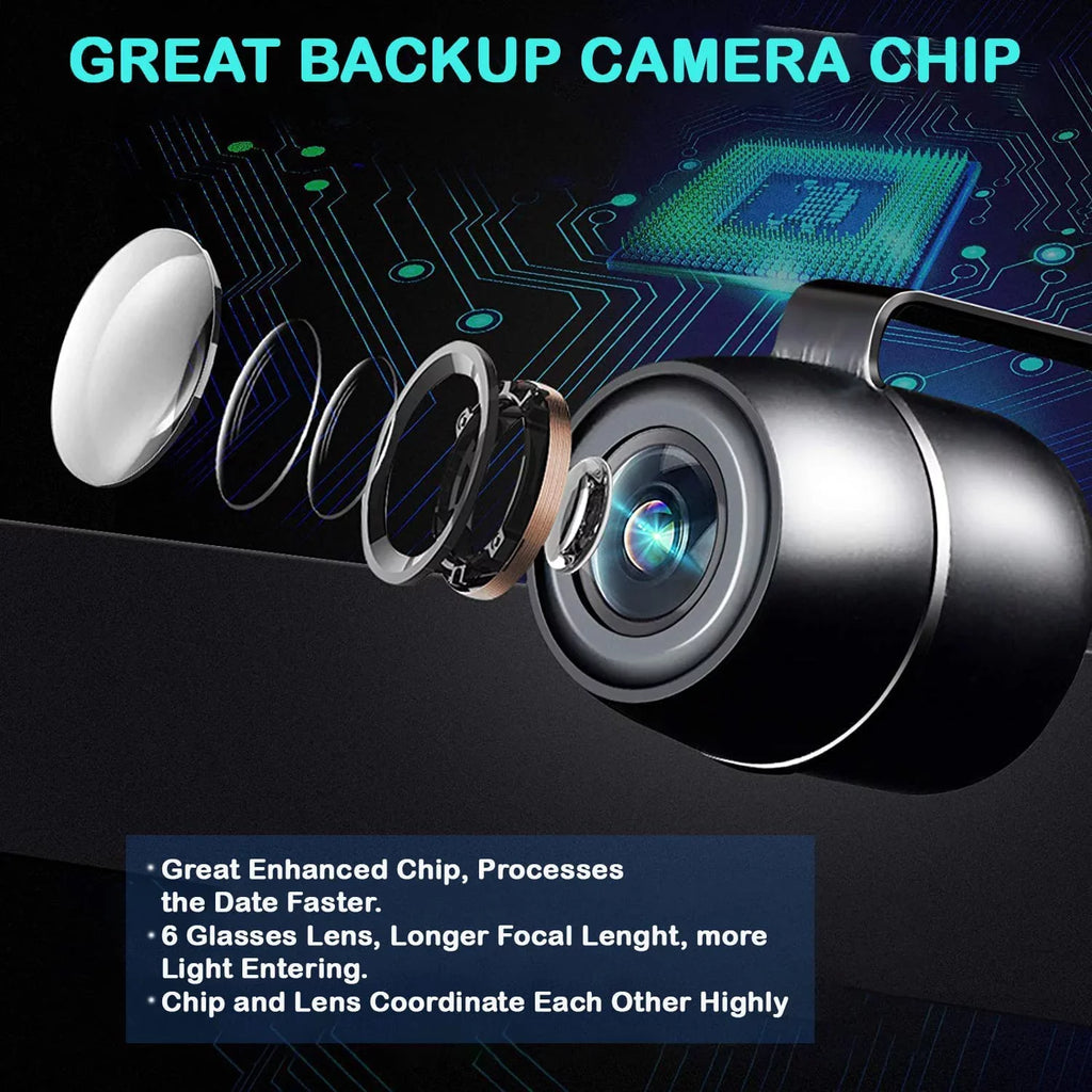 CAM123 Backup Camera Frame License Plate HD Night Vision Rear View 170° Angle Waterproof suitable with Jensen Car Radio CAR110W CAR710 CAR710X CAR8000 CAR910W CAR910X CDR7011 CM901MIR CMR2720