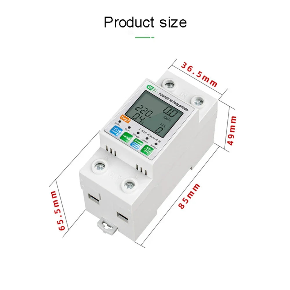 63A Din Rail WIFI Smart Energy Meter Timer Power Monitor KWh Meter Wattmeter 110V 220V Smart Life Alexa Google Home Alice