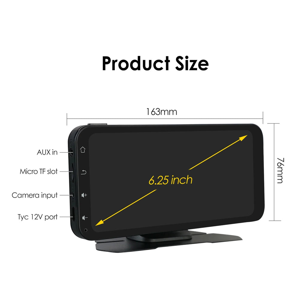 Hizpo GPS Navigation Bluetooth 6.25 Inch Touchscreen 360° Adjustable FM Car Radio Stereo Head Unit Receiver With  Carplay Android Auto And Backup Camera