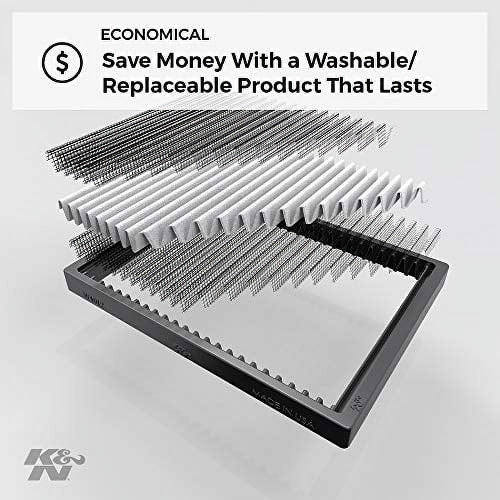 K&N VF2020 Washable & Reusable Cabin Air Filter Cleans and Freshens Incoming Air for your  Mustang Fits select: 2005 HONDA CIVIC, 2002-2006 HONDA CR-V