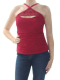 ISLAND ESCAPE $34 Womens Red Lost At Sea Crochet High Neck Tankini Top 10 B+B
