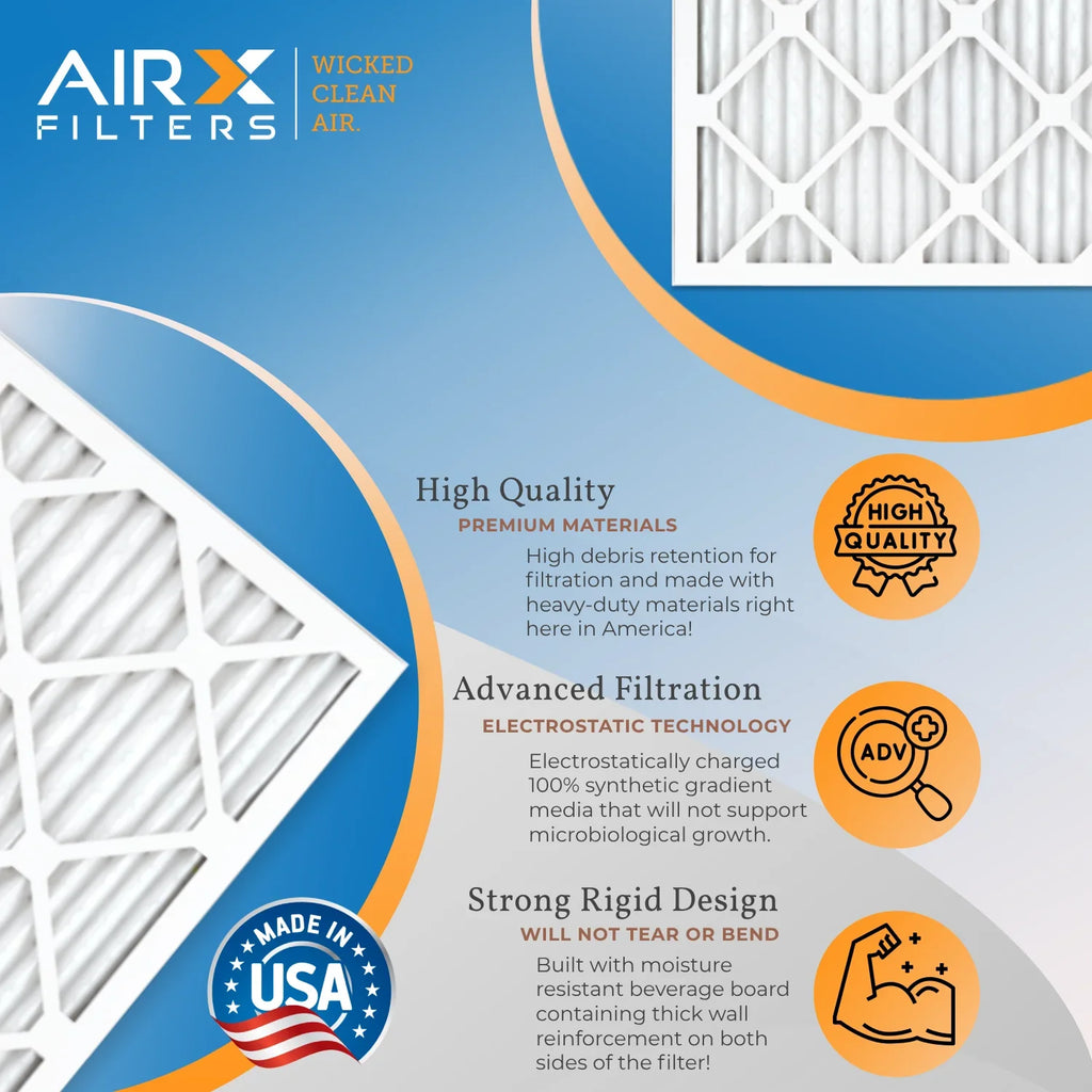 12x30x1 Air Filter MERV 8 Rating, 12 Pack of Furnace Filters Comparable to MPR 700 & FPR 5 - Made in USA by AIRX FILTERS WICKED CLEAN AIR.