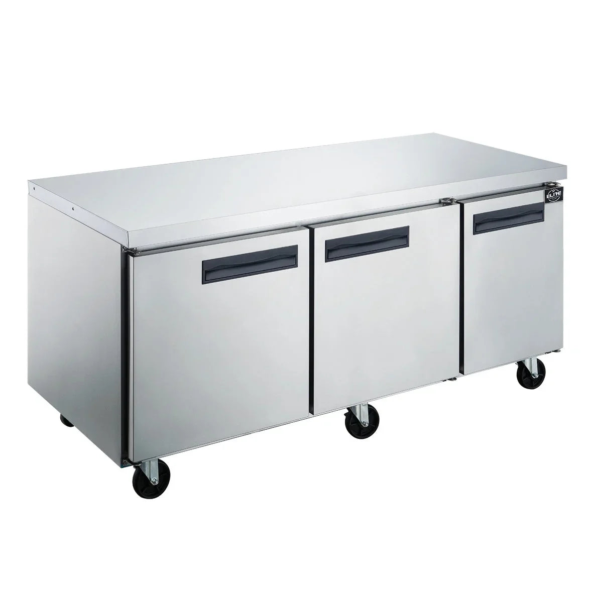 ft.. Three Door Undercounter Commercial Stainless Steel Refrigerator 18.96 cu. 72 in