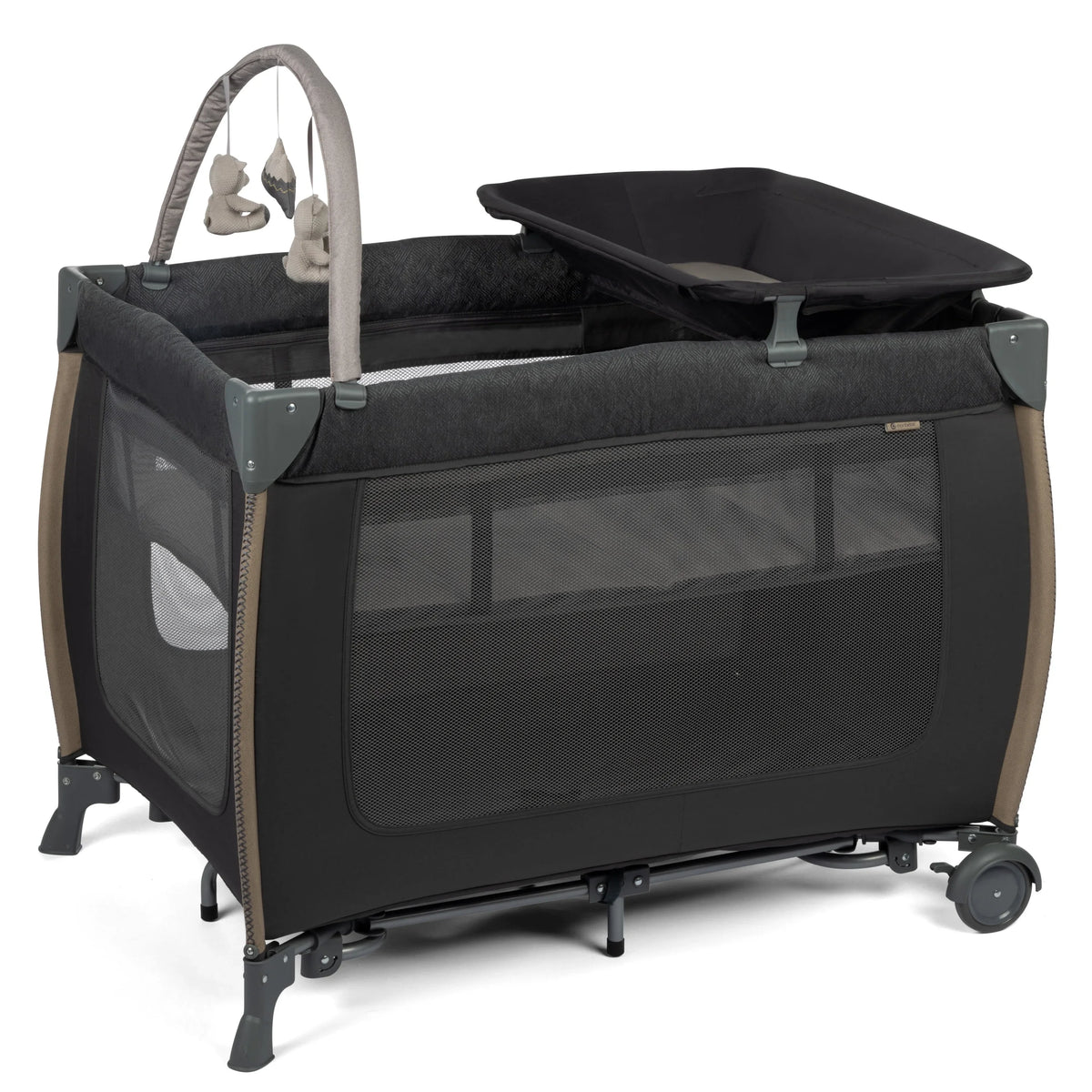 Monbebe Play Yard with Full Size Rocking Bassinet, Castle Point