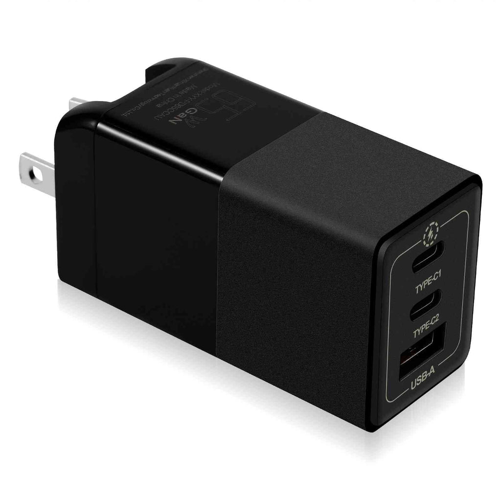 UrbanX 65W Fast Travel Charger with 3 Ports - USB & Dual USB-C - High-Speed Charging matching with Coolpad Cool S1, iPhone,  Galaxy, Google Pixel, MacBook, Steam Deck, Laptops & Phones