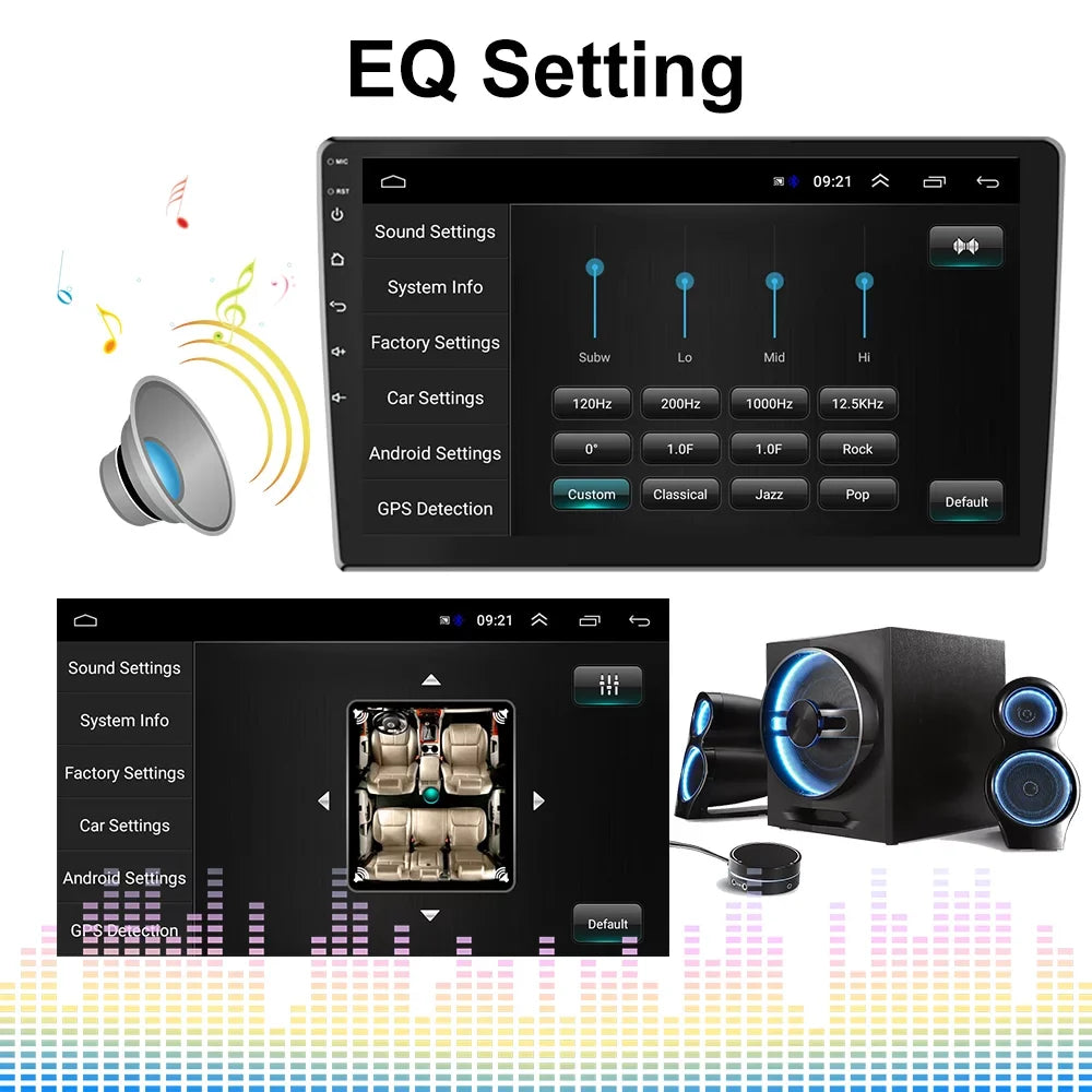 Podofo Double Din 10 inch Car Stereo 10.1 inch Android 11 Car MP5 Player HD Touch Screen Car Radio Bluetooth Mirror Link GPS with AHD Rear View Camera