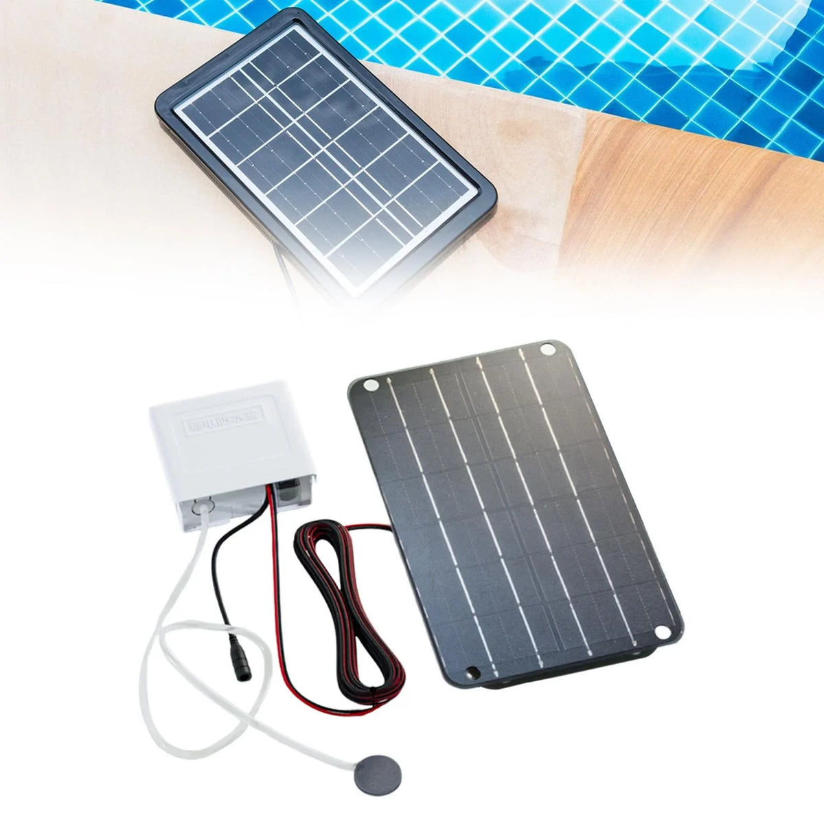 Gazechimp Solar Air Pump,Aquarium Air Pump Oxygenator Silent Eco Friendly,6V Solar Pond Aerator Solar Powered Pond Pump for Hydroponics