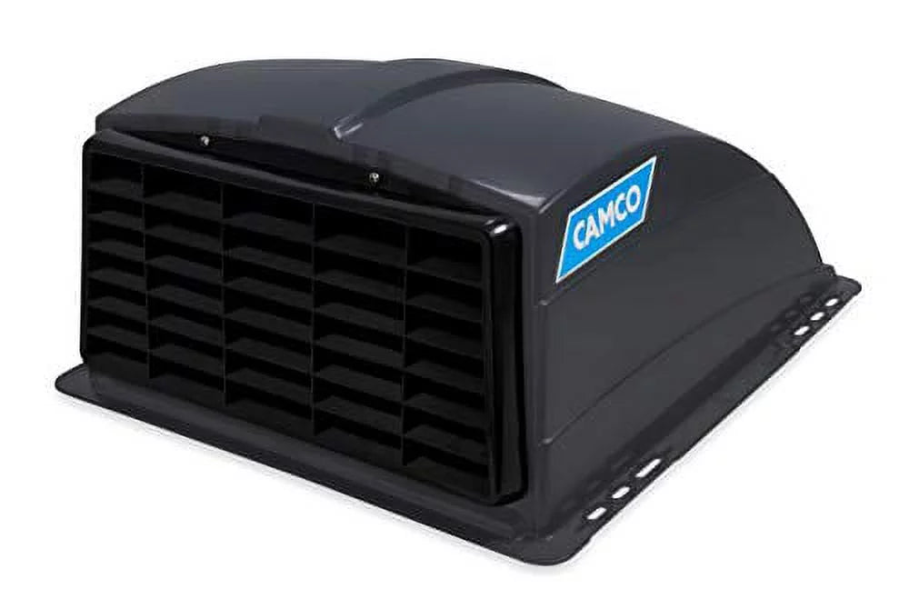 Camco Smoke Standard Roof Vent shield, Opens for Easy Cleaning, Aerodynamic Design, Easily Mounts to RV with Included Hardware (40453)